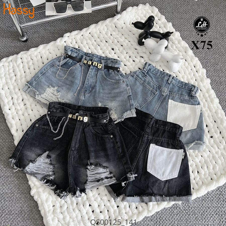 Hassy | Quần short jean rách tưa lai kèm đai Wang BA | Hassy.vn - Thời trang nữ hot trend