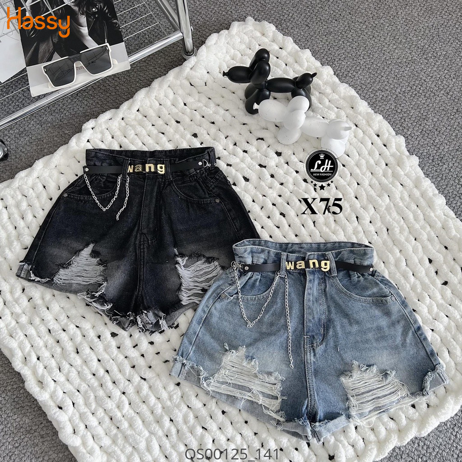 Hassy | Quần short jean rách tưa lai kèm đai Wang BA | Hassy.vn - Thời trang nữ hot trend