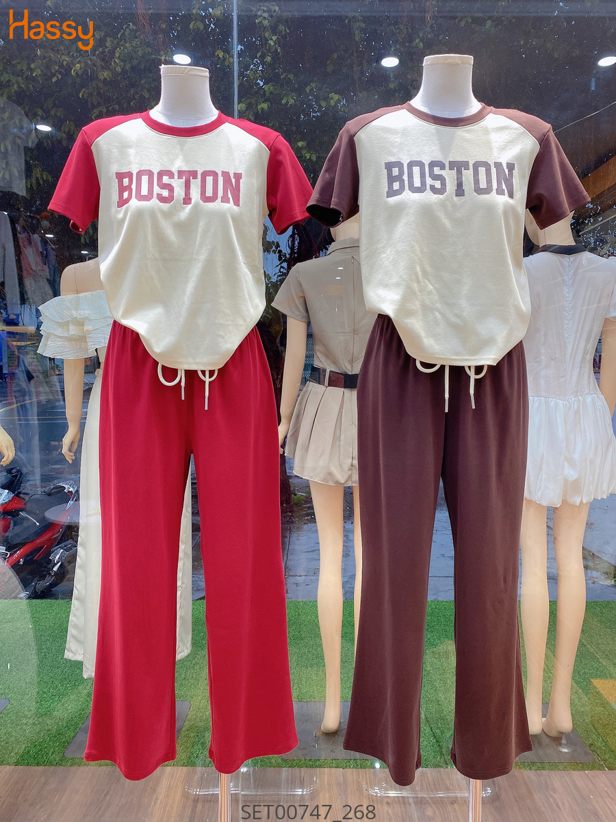 Set bộ thun dài Boston cotton lạnh mịn mát HS