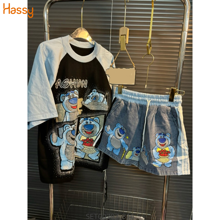 Hassy | Set áo thun gấu Fasshion short jean phối màu QC cc SH | Hassy.vn - Thời trang nữ hot trend