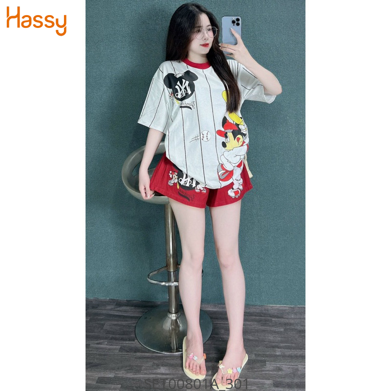 Hassy | Set áo thun mickey short jean đỏ in hình SH | Hassy.vn - Thời trang nữ hot trend