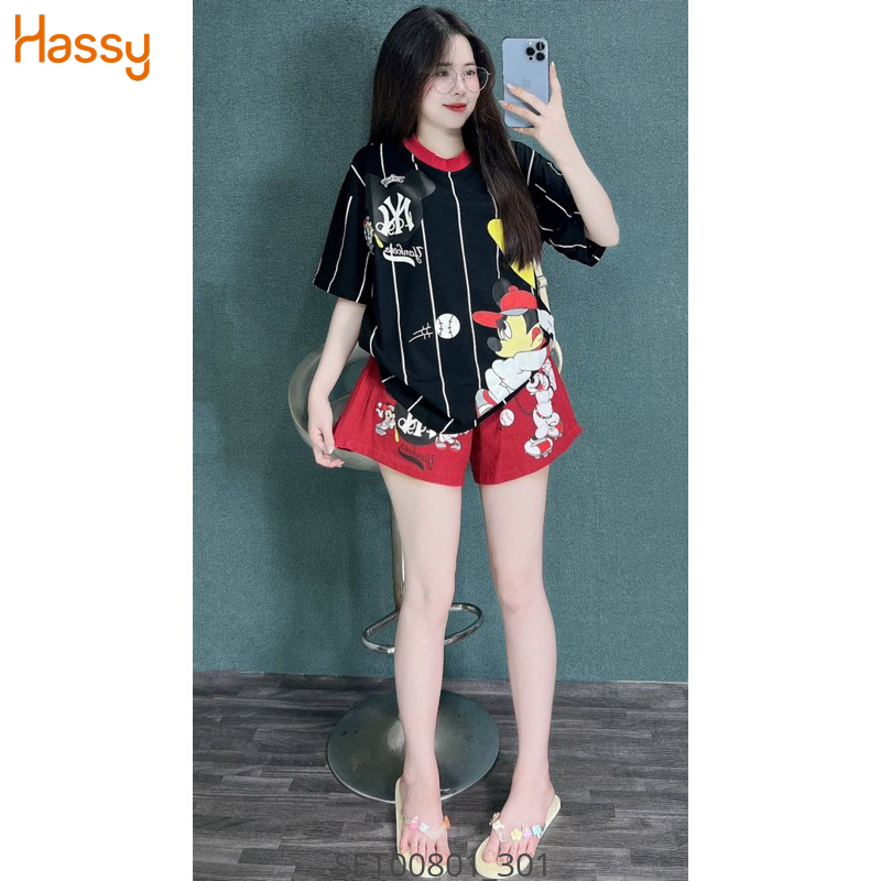 Hassy | Set áo thun mickey short jean đỏ in hình SH | Hassy.vn - Thời trang nữ hot trend