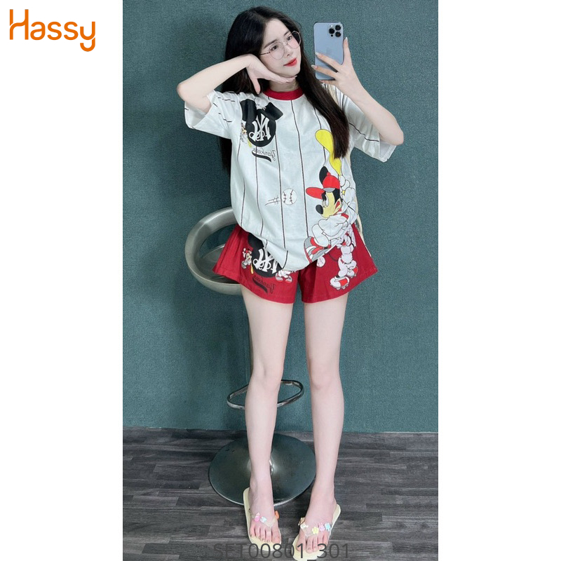 Hassy | Set áo thun mickey short jean đỏ in hình SH | Hassy.vn - Thời trang nữ hot trend