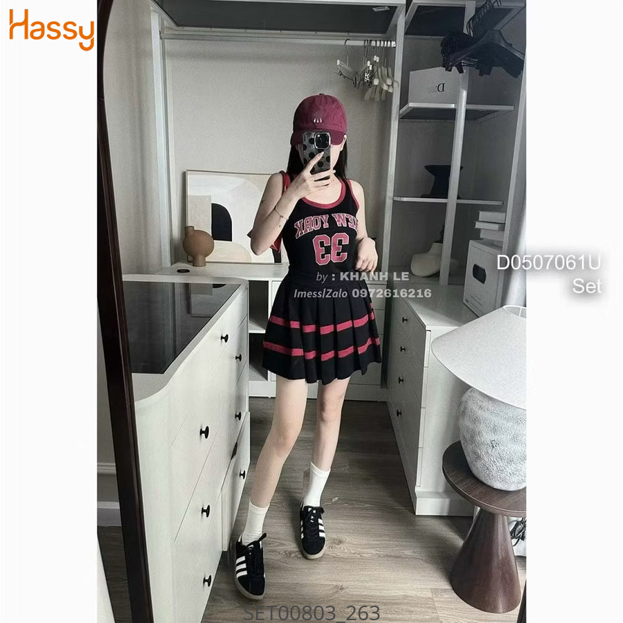 Hassy | Set áo thun ba lỗ 33 cv xoè phối viền  SH | Hassy.vn - Thời trang nữ hot trend