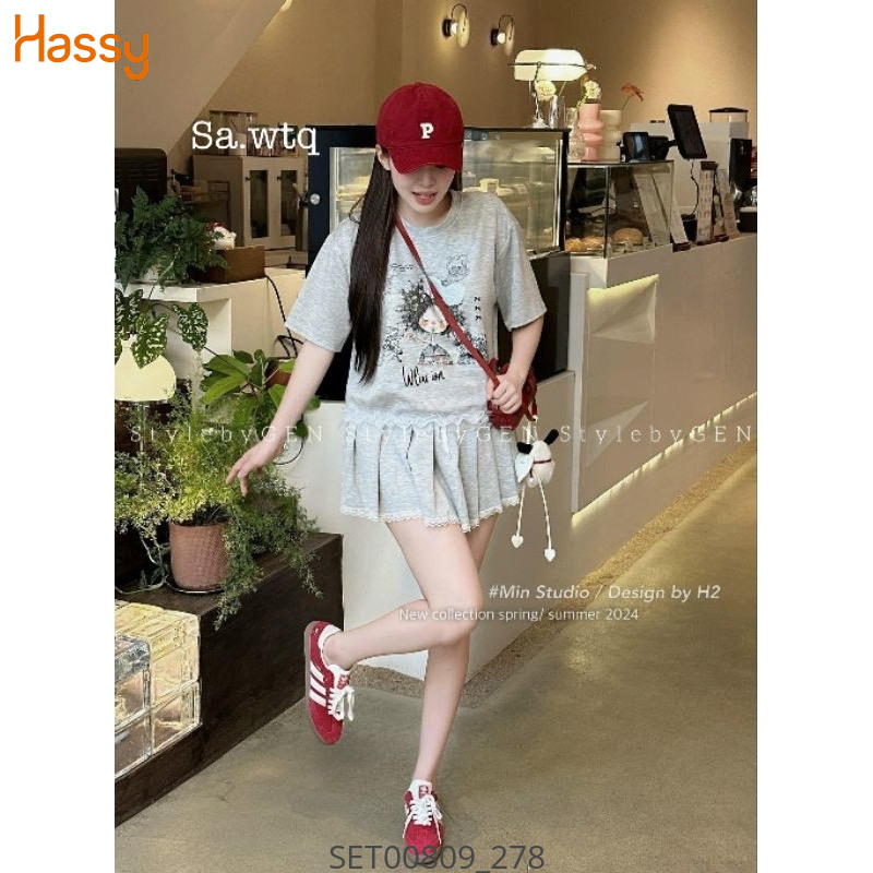 Hassy | Set áo thun bí cô gái cv xoè phối ren Quảng Châu SH | Hassy.vn - Thời trang nữ hot trend