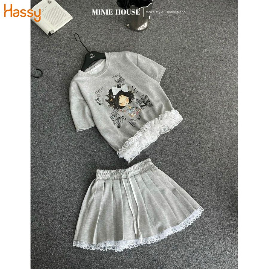 Hassy | Set áo thun bí cô gái cv xoè phối ren Quảng Châu SH | Hassy.vn - Thời trang nữ hot trend