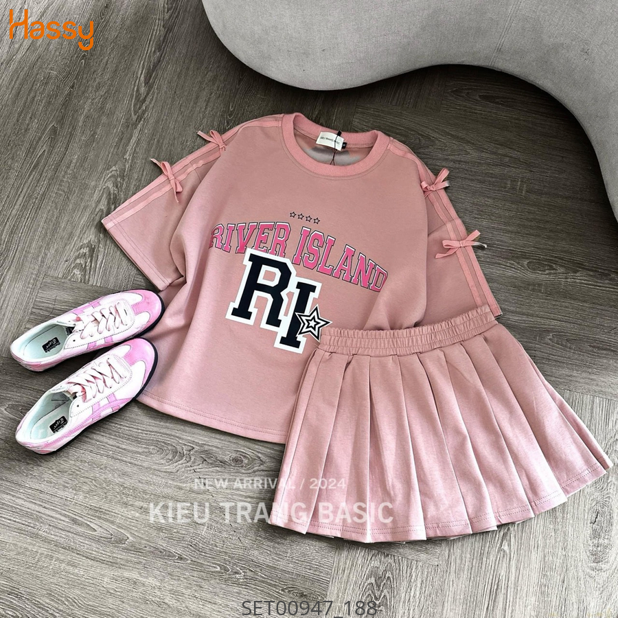 Hassy | Set nơ sọc river island hồng năng động  | Hassy.vn - Thời trang nữ hot trend