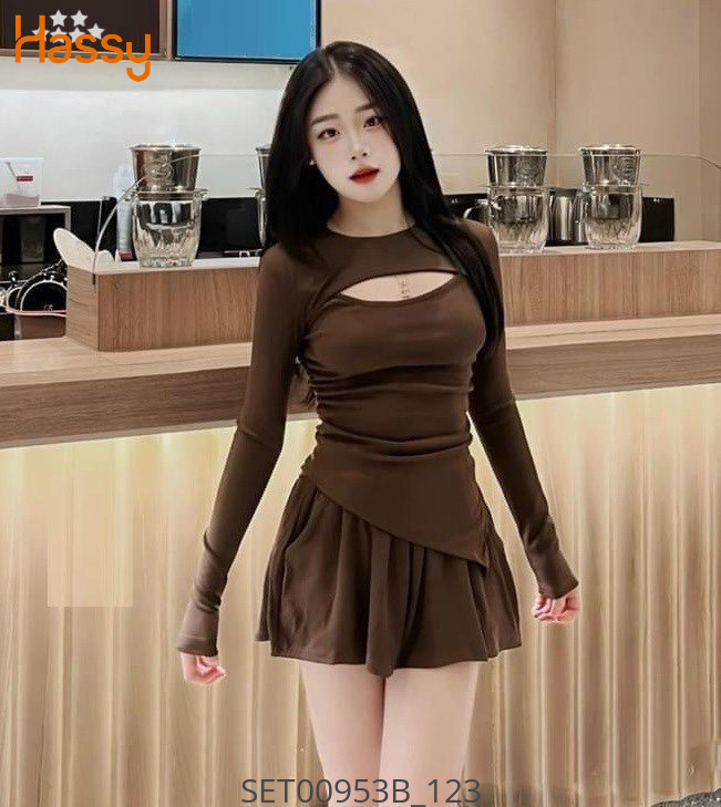 Hassy | Set gân khoét ngực tay dài vạt nhọn cv  MK | Hassy.vn - Thời trang nữ hot trend