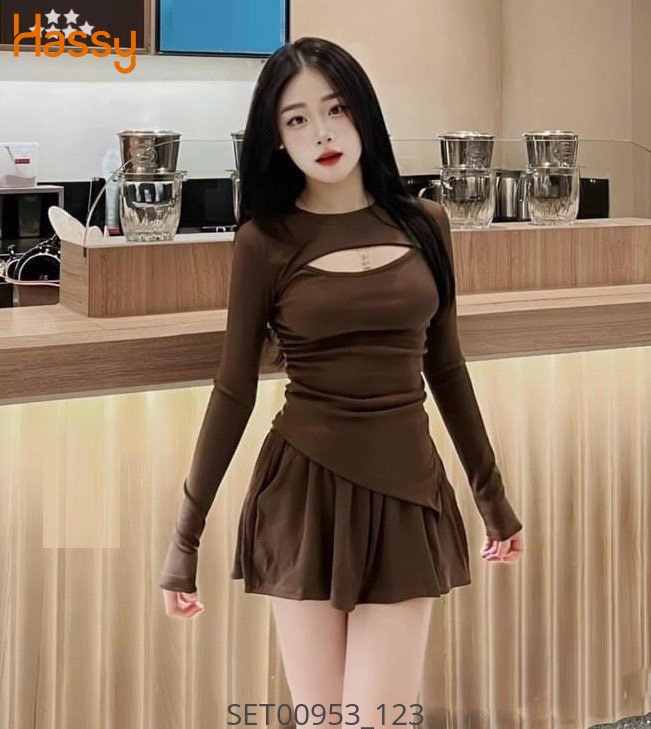 Hassy | Set gân khoét ngực tay dài vạt nhọn cv  MK | Hassy.vn - Thời trang nữ hot trend