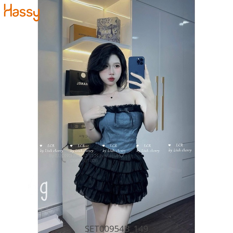 Hassy | Set tầng áo jean phối ren cúp ngực sexy MK | Hassy.vn - Thời trang nữ hot trend