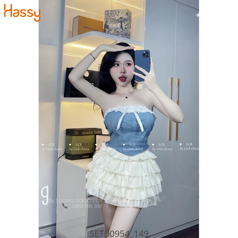 Hassy | Set tầng áo jean phối ren cúp ngực sexy MK | Hassy.vn - Thời trang nữ hot trend