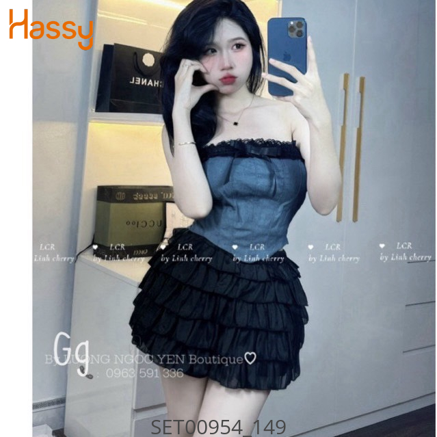 Hassy | Set tầng áo jean phối ren cúp ngực sexy MK | Hassy.vn - Thời trang nữ hot trend