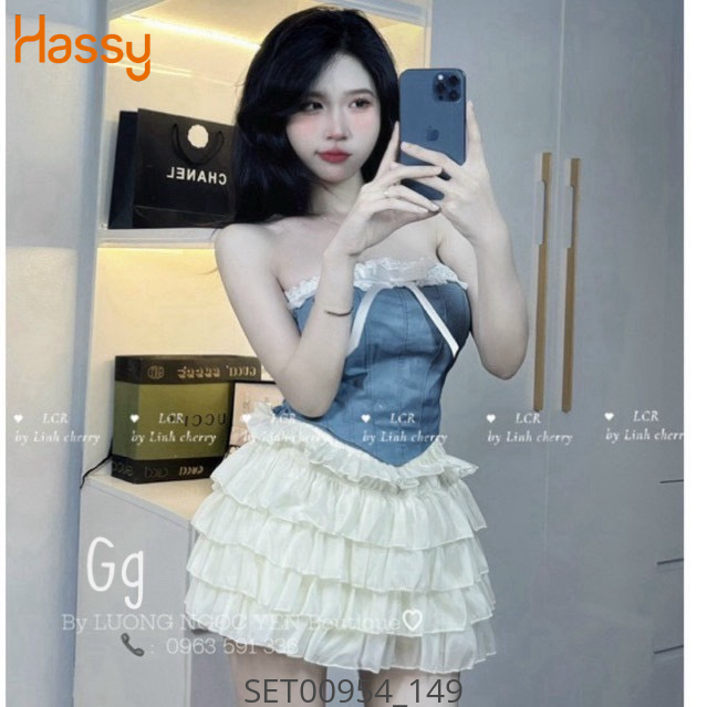 Hassy | Set tầng áo jean phối ren cúp ngực sexy MK | Hassy.vn - Thời trang nữ hot trend