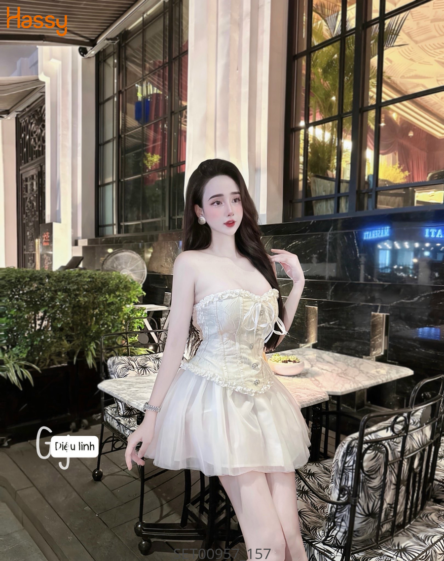 Hassy | Set áo gấm chân váy lưới cúp ngực sexy  MK | Hassy.vn - Thời trang nữ hot trend