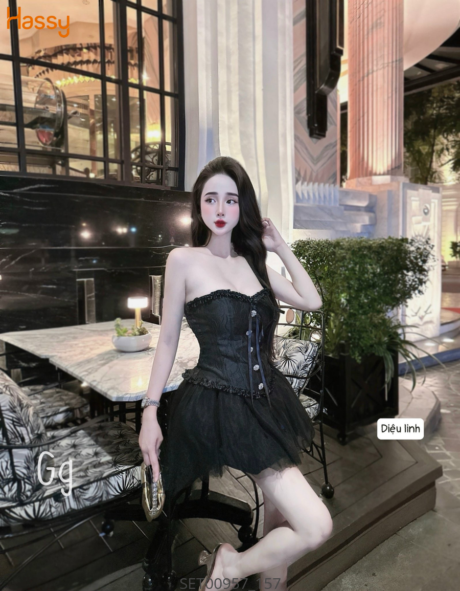 Hassy | Set áo gấm chân váy lưới cúp ngực sexy  MK | Hassy.vn - Thời trang nữ hot trend