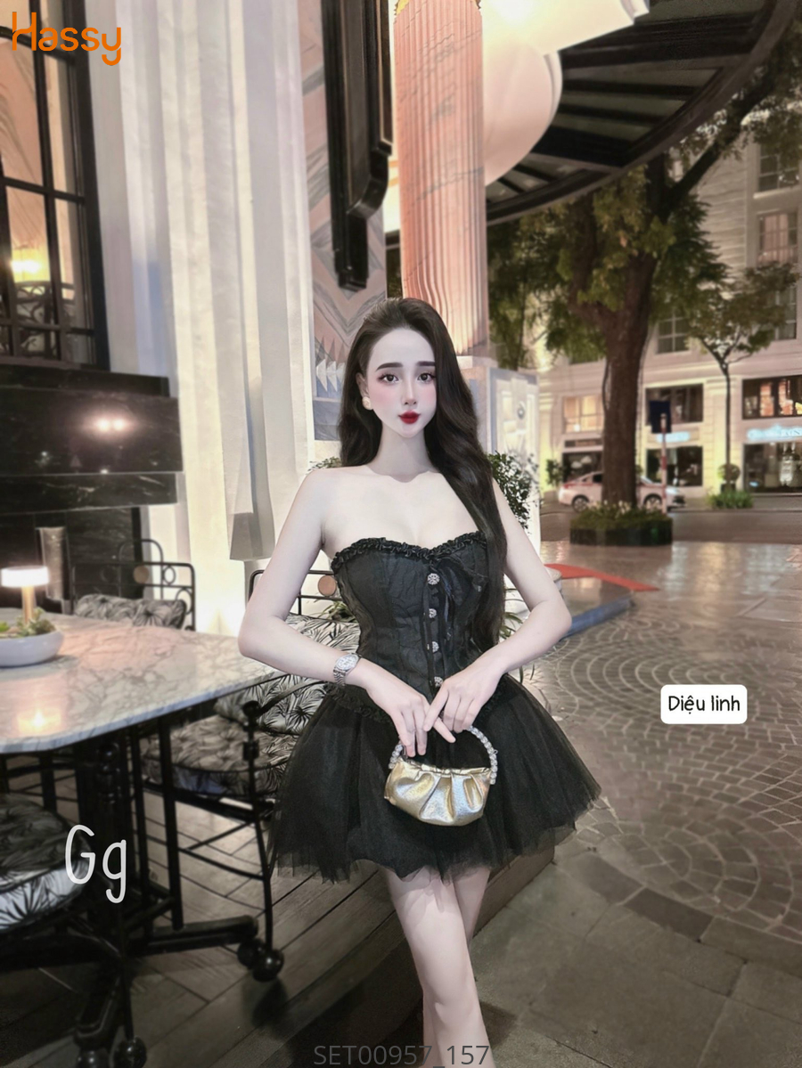 Hassy | Set áo gấm chân váy lưới cúp ngực sexy  MK | Hassy.vn - Thời trang nữ hot trend