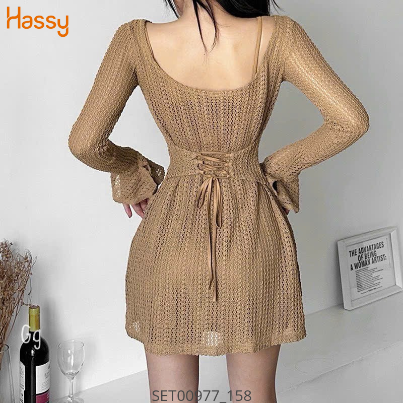 Hassy | Set đầm hai dây kèm lưới ngoài sang trọng thắt eo MK | Hassy.vn - Thời trang nữ hot trend