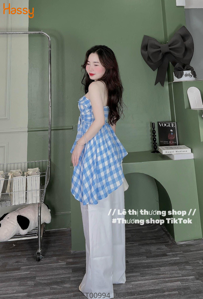 Hassy | Set áo ống xanh quần tây trắng(15) | Hassy.vn - Thời trang nữ hot trend