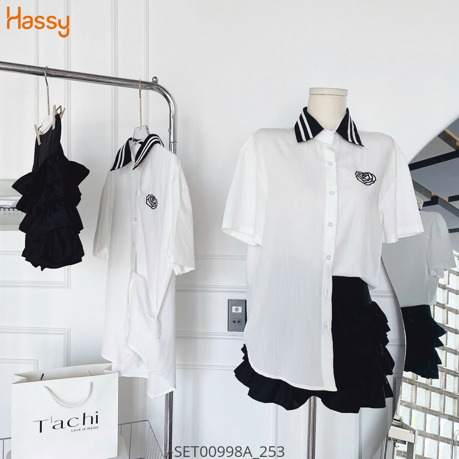 Hassy | Set sm trắng cổ viền đen chân váy đen xoè tầng(26) | Hassy.vn - Thời trang nữ hot trend