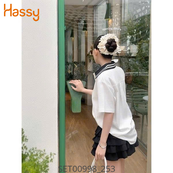 Hassy | Set sm trắng cổ viền đen chân váy đen xoè tầng(26) | Hassy.vn - Thời trang nữ hot trend