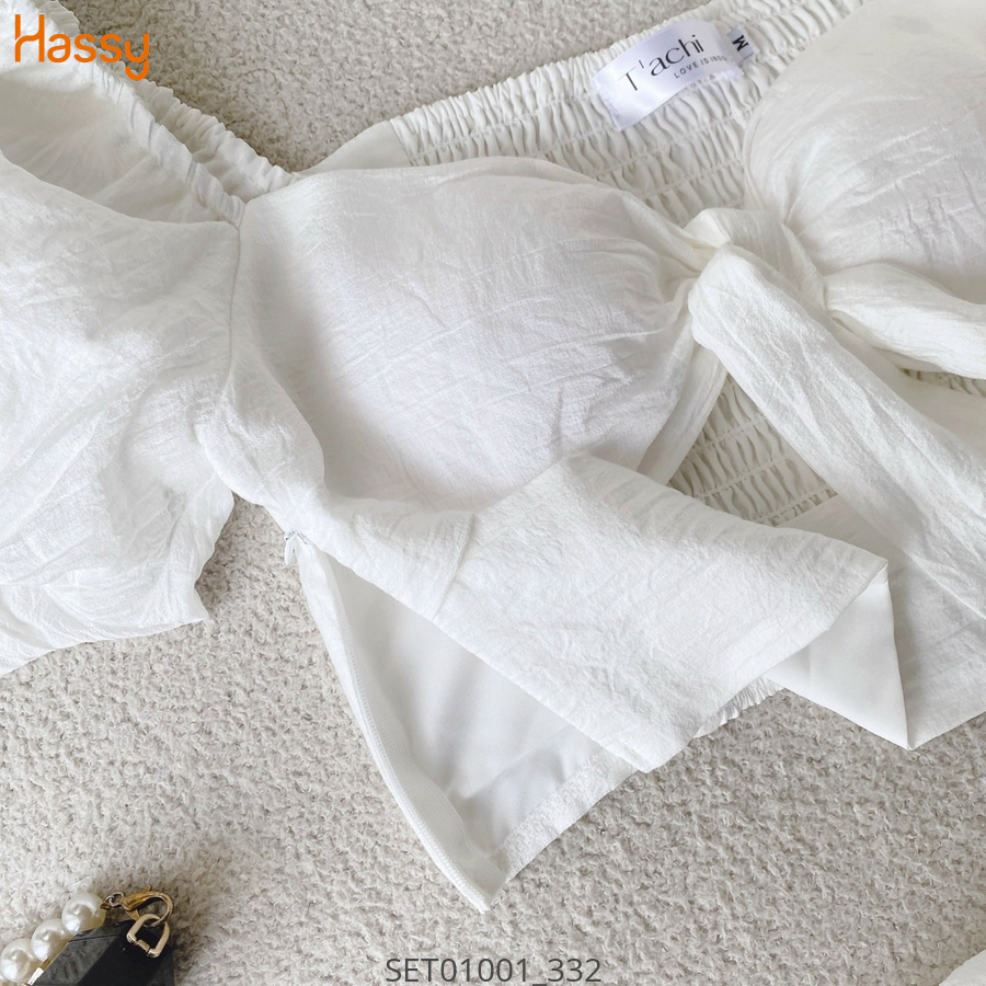 Hassy | Set Crop trắng cột ngực tay phồng chân váy xoè phồng  | Hassy.vn - Thời trang nữ hot trend