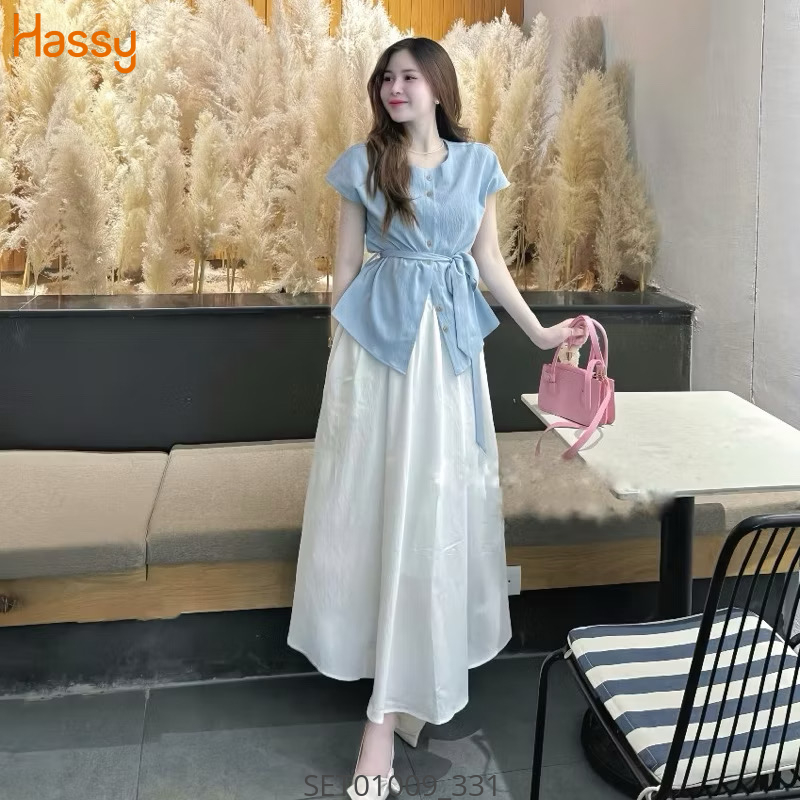 Hassy | Set chân váy trắng áo xanh(45) | Hassy.vn - Thời trang nữ hot trend