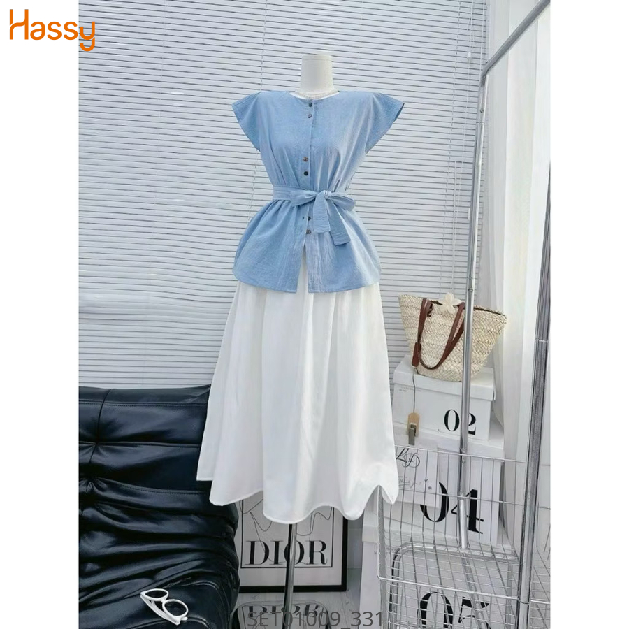 Hassy | Set chân váy trắng áo xanh(45) | Hassy.vn - Thời trang nữ hot trend