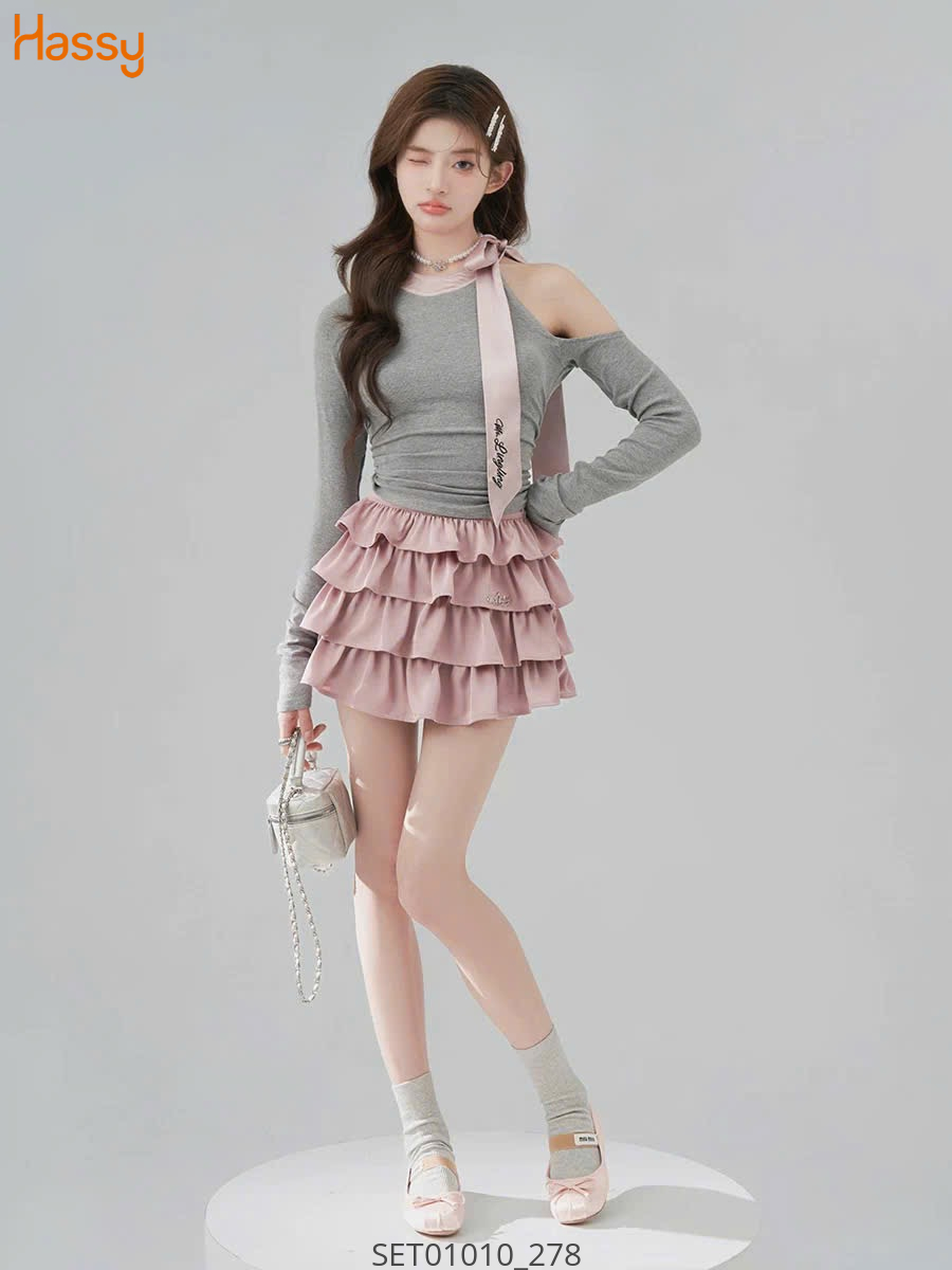 Set chân váy lolita hồng( 46) 