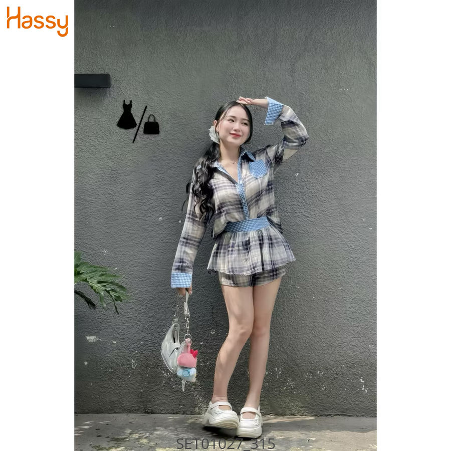 Hassy | Set somi caro rông cvay quần phối caro xanh (77) | Hassy.vn - Thời trang nữ hot trend