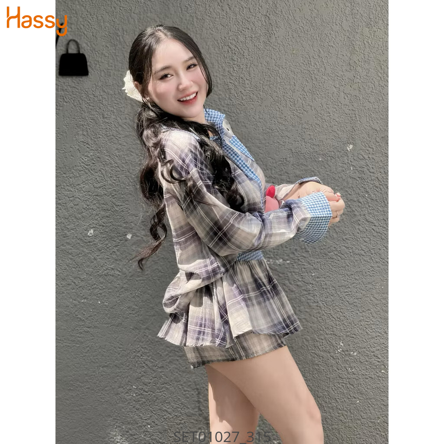 Hassy | Set somi caro rông cvay quần phối caro xanh (77) | Hassy.vn - Thời trang nữ hot trend