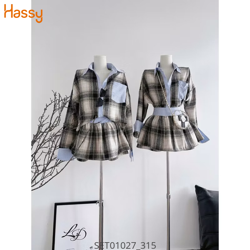 Hassy | Set somi caro rông cvay quần phối caro xanh (77) | Hassy.vn - Thời trang nữ hot trend