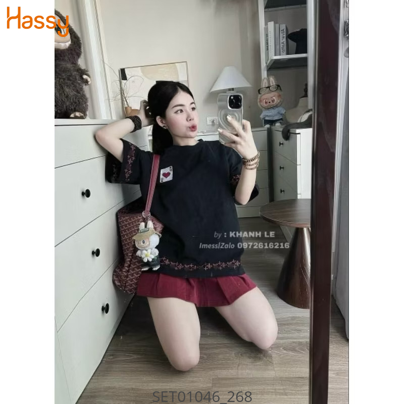 Hassy | Set bộ chân váy áo thun rộng LVui in trái tim dễ thương HS | Hassy.vn - Thời trang nữ hot trend