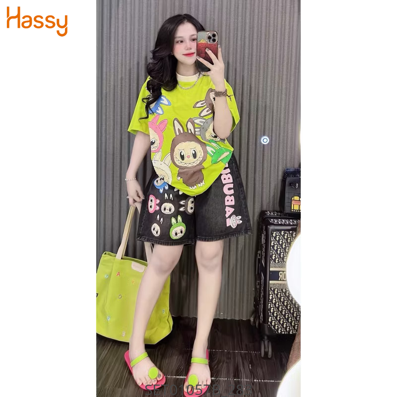 Hassy | Set áo thun rộng quần ngố jean labubu dễ thương HS | Hassy.vn - Thời trang nữ hot trend