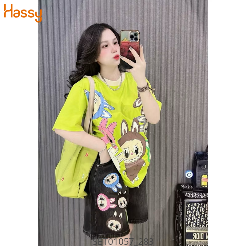 Hassy | Set áo thun rộng quần ngố jean labubu dễ thương HS | Hassy.vn - Thời trang nữ hot trend