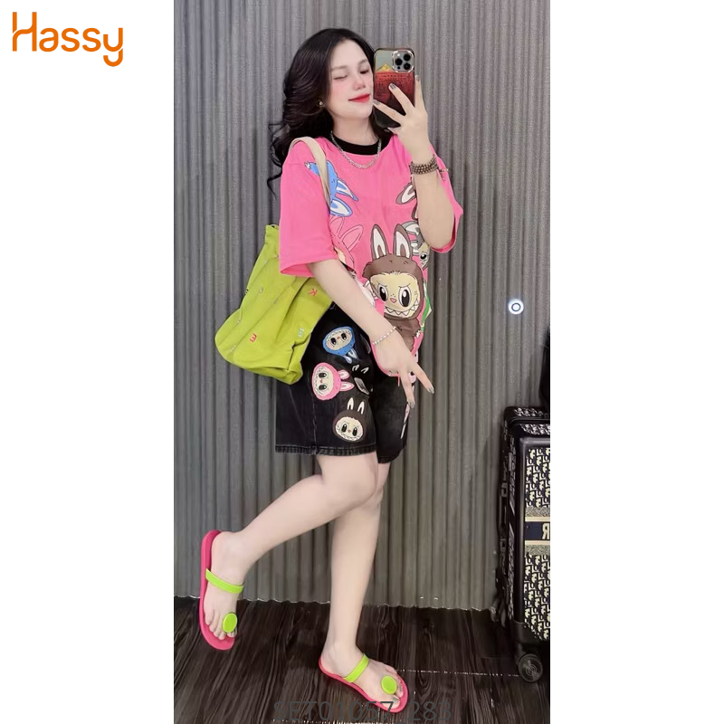 Hassy | Set áo thun rộng quần ngố jean labubu dễ thương HS | Hassy.vn - Thời trang nữ hot trend