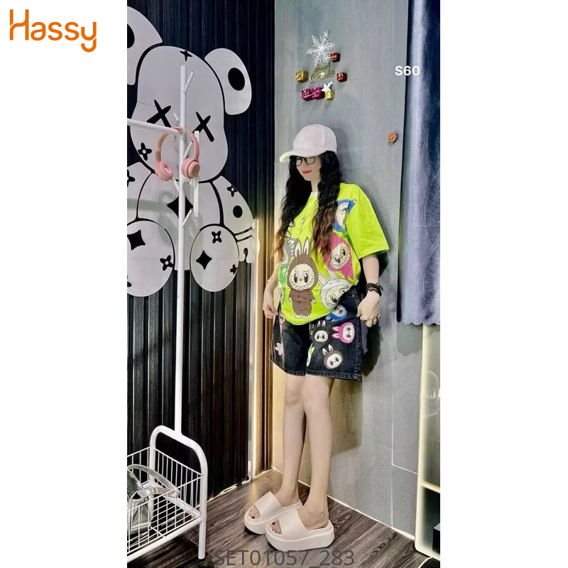 Hassy | Set áo thun rộng quần ngố jean labubu dễ thương HS | Hassy.vn - Thời trang nữ hot trend