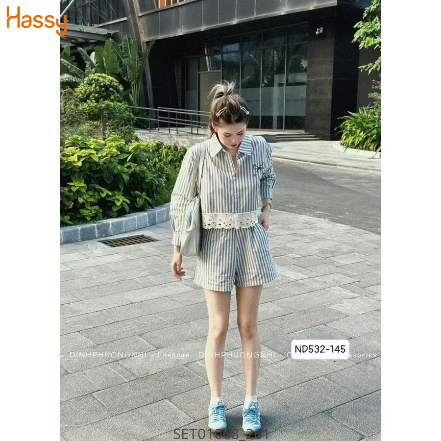 Hassy | Set sơ mi crop chân váy xoè thêu nơ năng động HS | Hassy.vn - Thời trang nữ hot trend