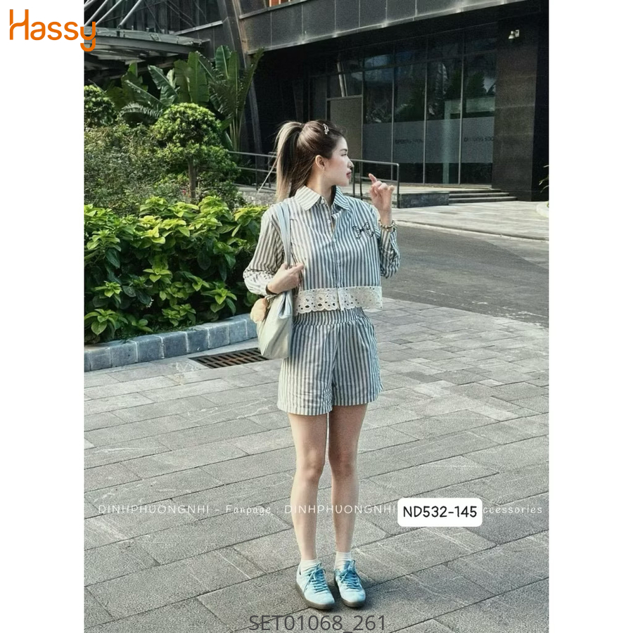 Hassy | Set sơ mi crop chân váy xoè thêu nơ năng động HS | Hassy.vn - Thời trang nữ hot trend