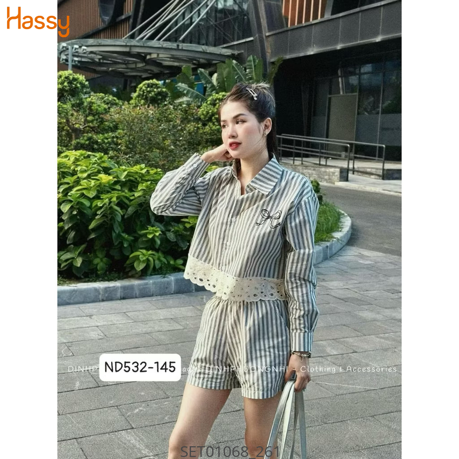 Hassy | Set sơ mi crop chân váy xoè thêu nơ năng động HS | Hassy.vn - Thời trang nữ hot trend