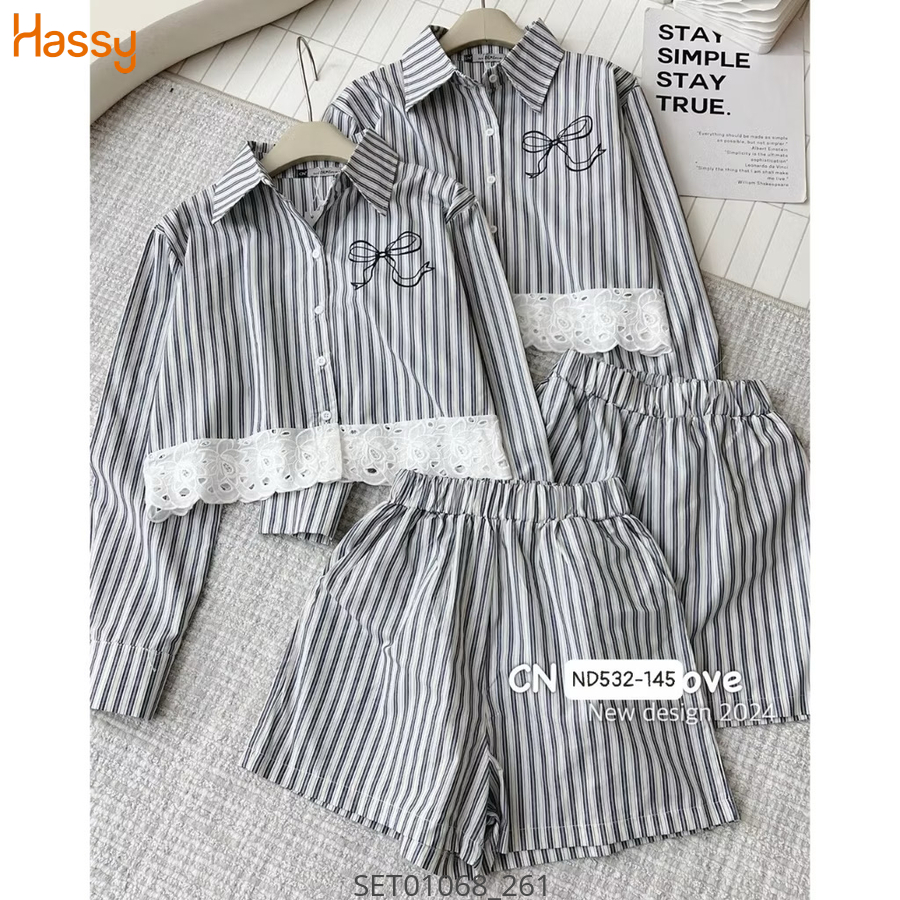 Hassy | Set sơ mi crop chân váy xoè thêu nơ năng động HS | Hassy.vn - Thời trang nữ hot trend