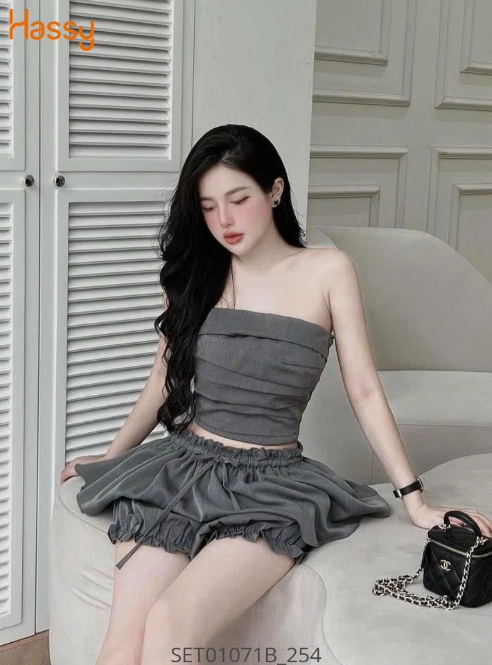 Hassy | Set áo xếp nhún thân nhún smoking chân váy nơ (72) | Hassy.vn - Thời trang nữ hot trend