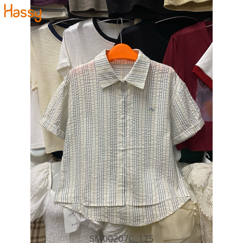 Hassy | Áo sơ mi tay ngắn oversize thêu nơ dễ thương HS | Hassy.vn - Thời trang nữ hot trend